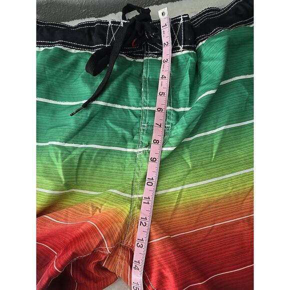 OP Ocean Pacific Rasta Swim‎ Board Shorts Green Red Pool XL Vacation Cruise - Picture 11 of 12